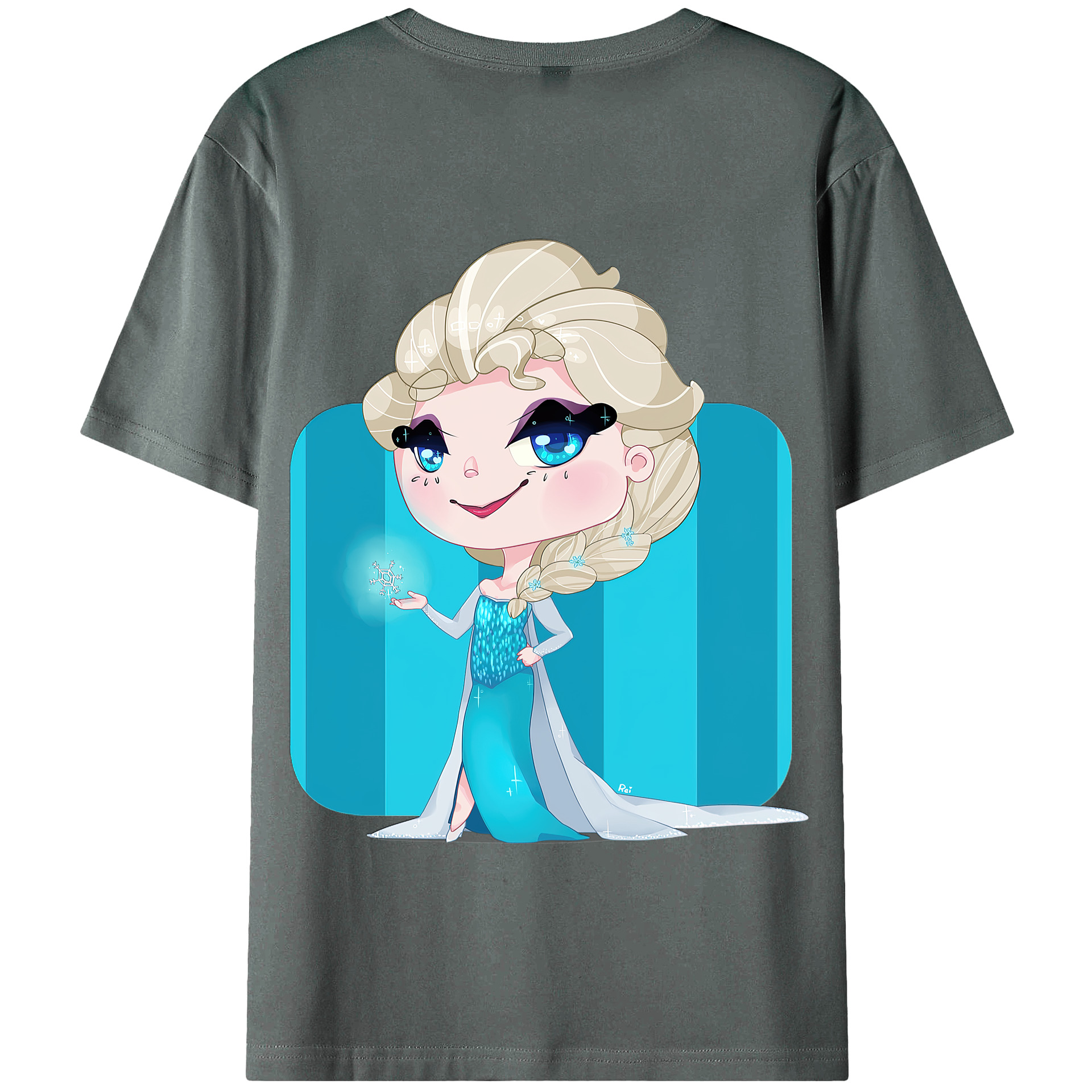 （画像用） アナと雪の女王 アンナ エルサ Frozen Anna Elsa 綿100％半袖Tシャツ（背面プリント）